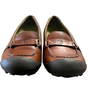 Merrell Women's Plaza Glide Brown Leather Slip On Loafers Closed Toed Size 6